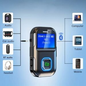 Wireless Receiver With LCD Screen, Portable AUX, 5.0 Adapter For Car, Wireless Audio Receiver For Home Stereo/Speaker/Wired Headphones