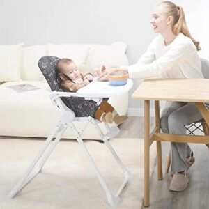Pamo Babe High Chair for Baby and Toddlers, Foldable with Multiple Adjustable Backrest for Baby Infant and Toddler (Black)