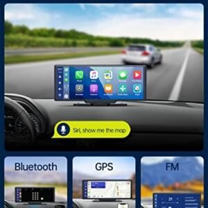 9.26 Inch Wireless Apple Carplay & Android Auto Car Stereo, Touchscreen Car Play Screen GPS Navigation for Car, Car Radio Receiver for Pickup Trucks, Bluetooth, Siri, Multimedia Player, FM Transmi