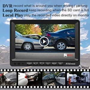 Backup Camera System with 7’’ 1080P Monitor for RV Semi Box Truck Trailer Camper, 4 Split Screen Quad View HD DVR Record Monitor + IP69 Waterproof Night Vision Rear Side View Camera Avoid Blind Spot