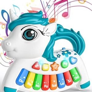 childenjoy Baby Toy， Unicorn Toy with Music and Flashing Lights Aminal Language for 6-12months