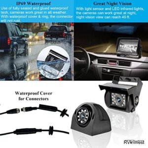 Backup Camera System with 7’’ 1080P Monitor for RV Semi Box Truck Trailer Camper, 4 Split Screen Quad View HD DVR Record Monitor + IP69 Waterproof Night Vision Rear Side View Camera Avoid Blind Spot