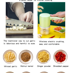 3-in-1 Electric Wireless Chopper - Handheld Food Processor - Egg Beater Blender