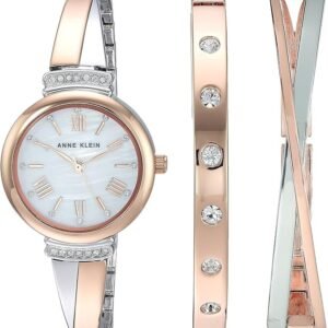 Anne Klein Women's Premium Crystal Accented Bangle Watch Set, AK/2245