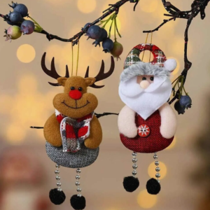4 PCS Christmas Hanging Ornament Santa Claus Snowman Doll Xmas Tree Decor Gift