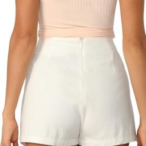 WDIRARA Women's Casual Mid Waist Zip Back Split Front Summer Solid Wrap Shorts