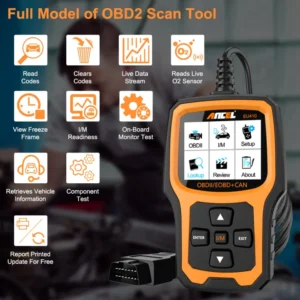 Ancel AD410 Pro OBD2 Scanner Full OBD2 Model Diagnostic Scan Tool Clean Code Reader Automotive Auto Check Engine Analyzer/Checker Display Gauge Meter ODB 2 For All Universal Cars/Motor PK Launch CR30
