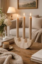 Rowan Yellow Travertine Candle Holder - Image 2