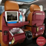 1pc Car Seat Back Faux Leather Luxury Storage Bag With Dining Tray Tissue Box Garbage Bag Hanging Bag Rear Seat Back Storage Bag - Image 3