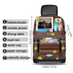 1pc Car Seat Back Faux Leather Luxury Storage Bag With Dining Tray Tissue Box Garbage Bag Hanging Bag Rear Seat Back Storage Bag - Image 4