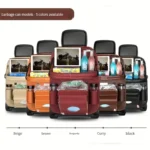 1pc Car Seat Back Faux Leather Luxury Storage Bag With Dining Tray Tissue Box Garbage Bag Hanging Bag Rear Seat Back Storage Bag - Image 5