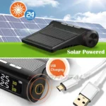 iFlashDeal Tire Pressure Monitoring System Car Tyre Pressure Alarm Solar Power Panel USB Charging TPMS Universal Wireless with 4 External Sensors Real-time LED Display Tire Pressure Temperature Detect