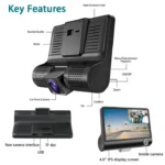 EKLEVA Car DVR 3 Cameras Lens 4.0 Inch HD Dash camera 3 way car Dual Lens With Rear View Camera Video Recorder Auto Dash Cam - Image 4