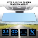 Baby Rearview Mirror 3000R Micro Curvature Lens Car Interior Rear View Mirror 2.5D Full Creen HD Glass Anti-glare Wide-angle Blue Frameless Mirror - Image 3