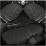 3PCS Set Car Seat Cushion for Front and Back Seat， 3D Soft Linen Breathable Auto Seat Cover， Comfort Non-Slip Rubber Bottom， Car Seat Protector Pad Universal for Office Chair， Home (Black/3PCS)