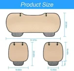 3PCS Set Car Seat Cushion for Front and Back Seat， 3D Soft Linen Breathable Auto Seat Cover， Comfort Non-Slip Rubber Bottom， Car Seat Protector Pad Universal for Office Chair， Home (Black/3PCS) - Image 2