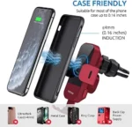 Wireless Car Charger， CHGeek 15W Qi Fast Charging Auto Clamping Car Charger Phone Mount Phone Holder for iPhone 13 12 Mini Pro Max 11 Xs， Samsung Galaxy S23 Ultra S22+ S21 S10+ Note 20 - Red - Image 3