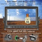 Backup Camera System with 7’’ 1080P Monitor for RV Semi Box Truck Trailer Camper， 4 Split Screen Quad View HD DVR Record Monitor + IP69 Waterproof Night Vision Rear Side View Camera Avoid Blind Spot - Image 5