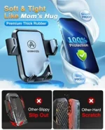 VANMASS [Upgraded] Cell Phone Holder Car [Anti-Slip Soft Silicone & Powerful Suction] Dashboard Windshield Universal Phone Car Mount， Compatible with iPhone 14 13 12 11 Pro Max &Truck/SUV/Jeep - Image 2