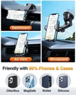 VANMASS [Upgraded] Cell Phone Holder Car [Anti-Slip Soft Silicone & Powerful Suction] Dashboard Windshield Universal Phone Car Mount， Compatible with iPhone 14 13 12 11 Pro Max &Truck/SUV/Jeep - Image 5
