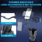 Cup Holder Phone Mount， FONKEN 2 in 1 Cup Car Phone Holder for Car [Stable & Adjustable] Goosenecks Car Cup Holder Expander with Cell Phone Holder 360° Rotation Phone Cup Holder for Car Fit All ph - Image 5