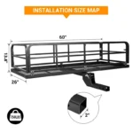Heavy-Duty Hitch-Mounted Cargo Basket ¨C 750 LB Capacity with High Side Rails & Anti-Wobble Stabilizer