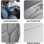 Zone Tech Car Leather Seat Covers for Front and Rear Seats Gray Fully Covered Set of 5 Universal Fit Waterproof Fine Seat Protectors 2-Pack - Image 4