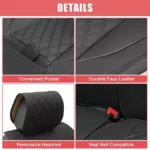 Unique Bargains Car Front Rear Seat Covers for Dodge for Ram 1500 2009-2023 5 Pcs Black Red - Image 2