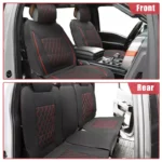 Unique Bargains Car Front Rear Seat Covers for Dodge for Ram 1500 2009-2023 5 Pcs Black Red