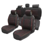 Unique Bargains Car Front Rear Seat Covers for Dodge for Ram 1500 2009-2023 5 Pcs Black Red - Image 4