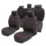 Unique Bargains Car Front Rear Seat Covers for Dodge for Ram 1500 2009-2023 5 Pcs Black Red - Image 3