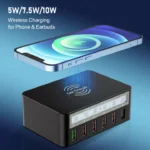 ASOMETECH 100W Multi USB Charger Quick Charge 3.0 Adapter HUB Wireless Charging Smart LCD Charger Station PD USB C Charger For iPhone 13 Oppo Samsung - Image 2