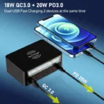 ASOMETECH 100W Multi USB Charger Quick Charge 3.0 Adapter HUB Wireless Charging Smart LCD Charger Station PD USB C Charger For iPhone 13 Oppo Samsung - Image 4