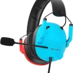 SENZER SG500 Surround Sound Pro Gaming Headset with Noise Cancelling Microphone - Soft Memory Foam Padding - Portable Foldable Headphones for PC, PS4, PS5, Xbox One, Switch - Red&Blue