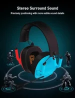 SENZER SG500 Surround Sound Pro Gaming Headset with Noise Cancelling Microphone - Soft Memory Foam Padding - Portable Foldable Headphones for PC, PS4, PS5, Xbox One, Switch - Red&Blue - Image 3