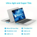 Auusda Laptop With 8GB LPDDR4 512GB SSD, Intel Celeron J4125 Up To 2.5 GHz, 14.1" 1920x1080 IPS, Webcam, Mini HD, USB-A X 2, Micro SD Card Slot, Windows 11 Pro, Expandable Storage - Image 6