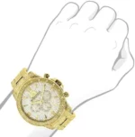 LUXURMAN Iced Out Mens Diamond Liberty Watch 1.25ct Yellow Gold Plated - Image 3