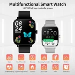Luoba Smart Watch， 1.69’’ Full Touch Answer/Make Call Android Smartwatch for Women Men Fitness Tracker with Sleep Health Monitor Calorie Step Counter Fitness Watch Compatible Android iOS (Black) - Image 2