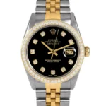 Pre-Owned Rolex 16013 Men's 36mm Datejust Wristwatch Black Diamond (3 Year Warranty) (Good) - Image 4