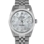 Pre-Owned Rolex 16014 Men's 36mm Datejust Wristwatch Mother of Pearl Diamond (3 Year Warranty) - Image 3