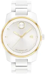 Movado Men’s Bold Verso White Ceramic Case and Link Bracelet， White (Model: 3600900) - Image 3