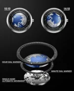 CIGA Design Mechanical Automatic Watch Blue Planet U Series Stainless Steel/Titanium/Ceramics Case Sapphire Crystal Fluororubber/Ceramics Strap Watches for Men and Women - Image 4