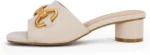 Coutgo Women's Slide Sandals Square Open Toe Slip on Comfortable Mules Block Low Heel Metal Chain Dressy Shoes