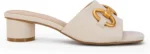 Coutgo Women's Slide Sandals Square Open Toe Slip on Comfortable Mules Block Low Heel Metal Chain Dressy Shoes - Image 2