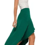 Verdusa Women's Elastic Waist Asymmetrical High Low Flared Maxi Skirt