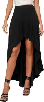 Verdusa Women's Elastic Waist Asymmetrical High Low Flared Maxi Skirt - Image 2