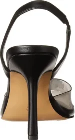 Staples by The Drop Heel measures approximately 3.7" inches Smooth Faux Leather Transparent Pointed Toe Padded Footbed Rhinestone Embelishment - Image 2