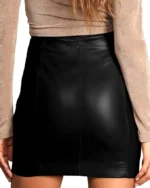MANGOPOP Women Basic High Waisted Mini Short Pencil Bodycon Faux Leather Skirt - Image 3
