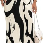 Pretty Garden Womens Floral Casual Stretchy High Waisted Knee Length Pleated A Line Plisse Flared Hem Midi Skirt