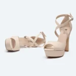 IDIFU Women's Platform Chunky High Heels Dress Sandals Peep Toe Ankle Strap Wedding Party Evening Shoes for Women Bride - Image 2
